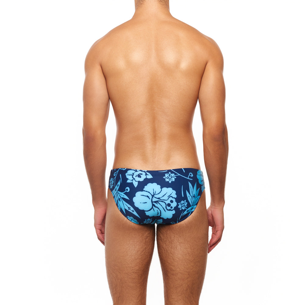 Classic Swim Brief - Island Flower - Medieval Blue