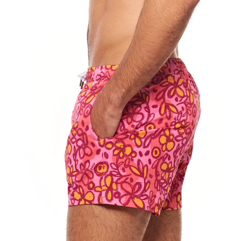 3.5" Pines Swim Short - Sketchbook Cosmos, Pink Multi