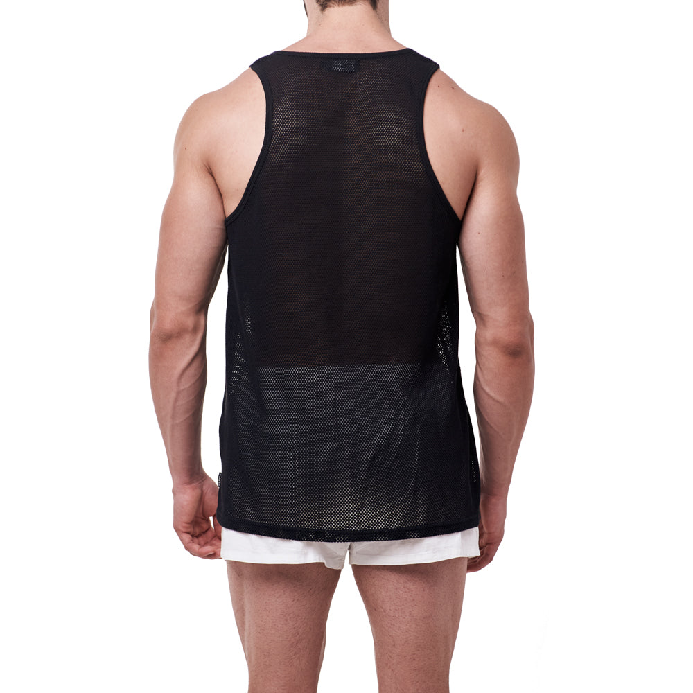 Cotton Mesh Tank Top - Black – YUASA Menswear
